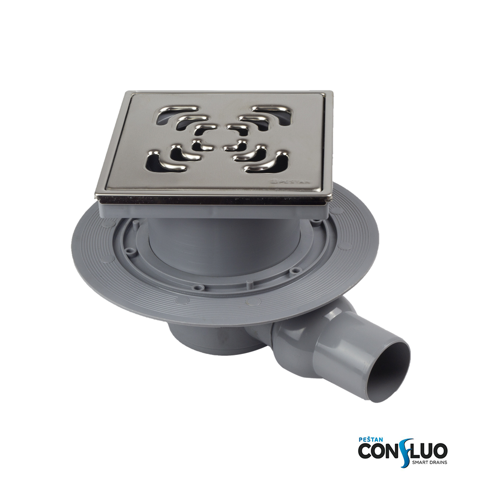 Confluo Bodenablauf 15x15 cm – Edelstahl-Design „Square“ – inkl. Maske & Hydroisolation – wählbare Basisvarianten – Bild 8