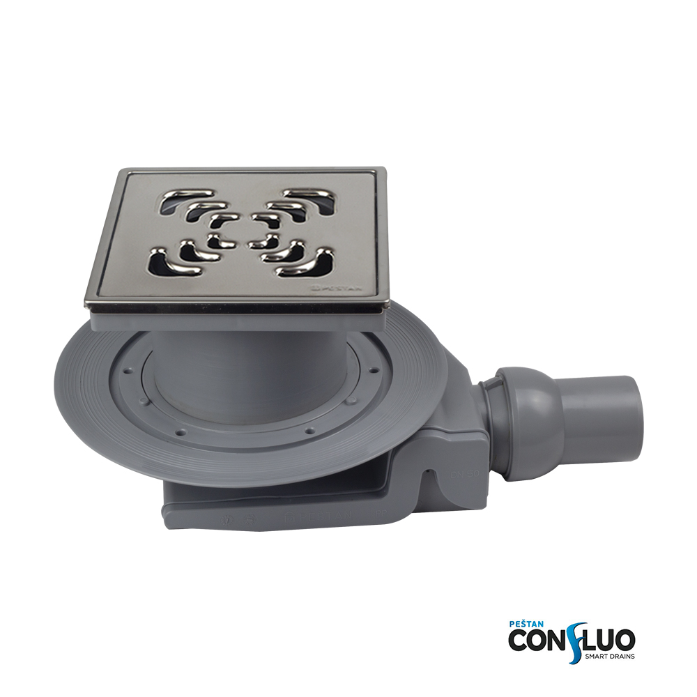 Confluo Bodenablauf 15x15 cm – Edelstahl-Design „Square“ – inkl. Maske & Hydroisolation – wählbare Basisvarianten – Bild 12