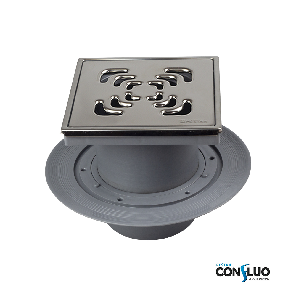 Confluo Bodenablauf 15x15 cm – Edelstahl-Design „Square“ – inkl. Maske & Hydroisolation – wählbare Basisvarianten – Bild 14