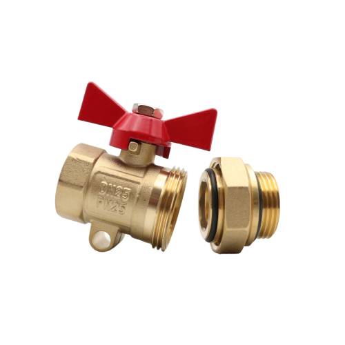 Kugelhahn 1 Zoll mit rotem Flügelgriff Absperrhahn IG /AG aus Messing
