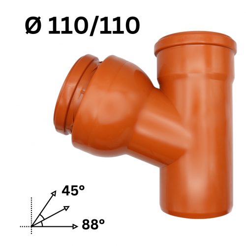 Verstellbarer KG-Abzweig Ø110 mm | 53°–81° | Abwasser Abzweig mit Kugelgelenk | Farbe Orange