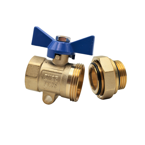 Kugelhahn 1 Zoll mit blauen Flügelgriff Absperrhahn IG /AG aus Messing
