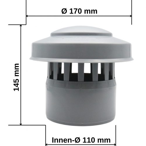 MD Technic Dunsthut Rohrbelüfter passend auf das Rohr DN 50, DN 75, DN 110, DN 160 - DN 110