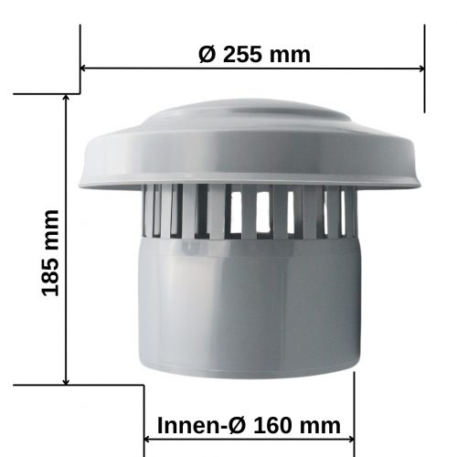 MD Technic Dunsthut Rohrbelüfter passend auf das Rohr DN 50, DN 75, DN 110, DN 160 - DN 160