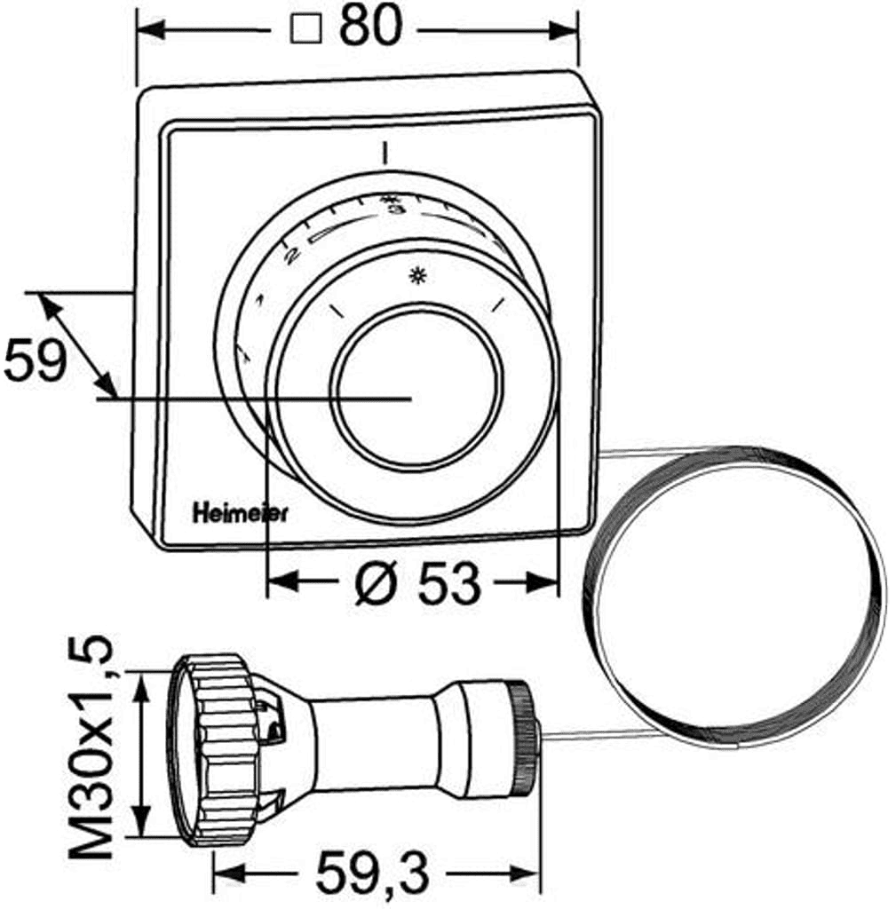 Heimeier Thermostatkopf F mit 2m Ferneinsteller mit eingebautem Fühler – Bild 4