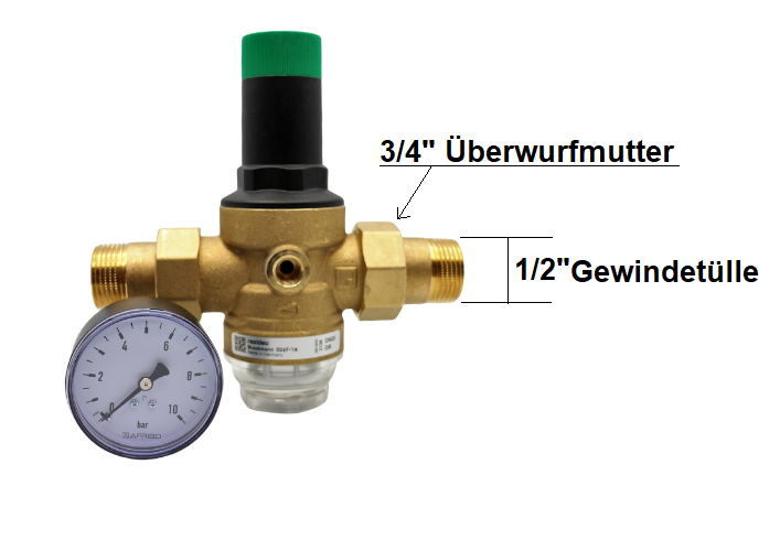 Resideo Braukmann (ehemalig Honeywell) Druckminderer D06F 1/2" mit Afriso Manometer – Bild 2