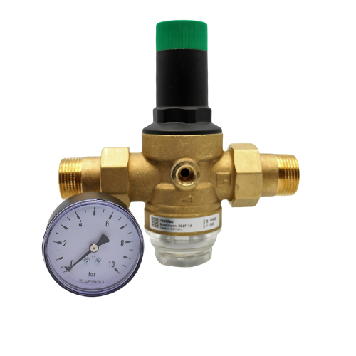 Resideo Braukmann (ehemalig Honeywell) Druckminderer D06F 1" mit Afriso Manometer – Bild 4