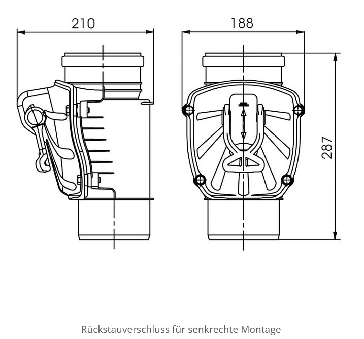 Rückstauklappe senkrecht DN 110 grau KARMAT – Bild 9