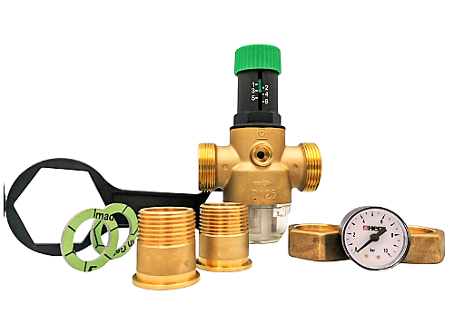 Herz Membran Druckminderer G 1" mit Manometer