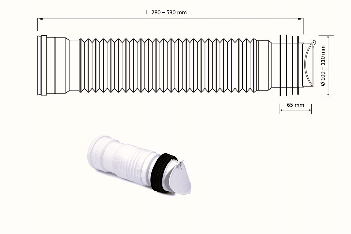 MD Technic WC Rückstauverschluss mit flexiblem Anschlussbogen Abflussrohrklappe Nagetiersperre DN 110 – Bild 2