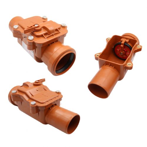 Kanalrückstauklappe DN 50 orange MD Technic verriegelbar