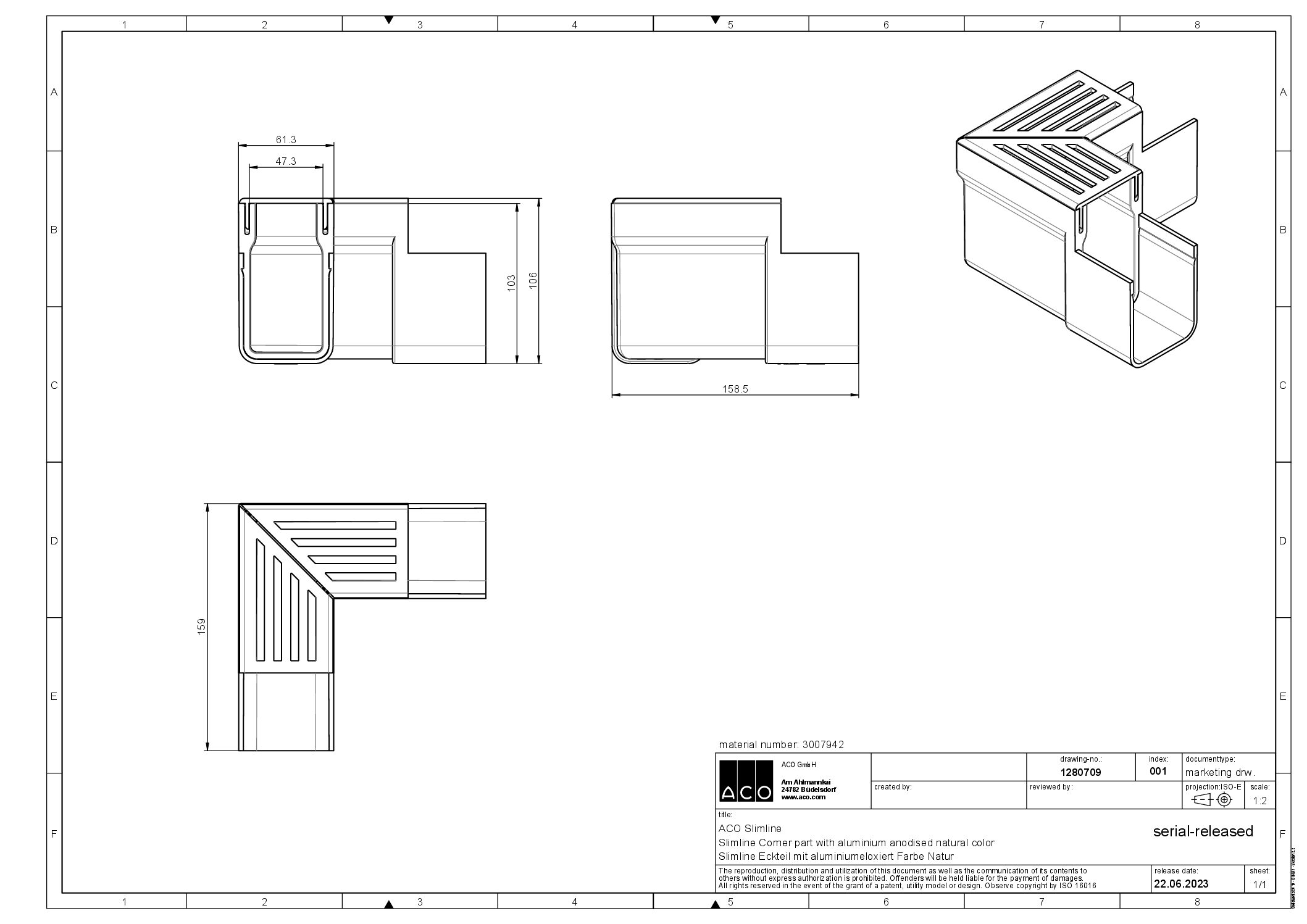 Eckelement silber eloxiert Rinnenkörper aus Kunststoff – Bild 2