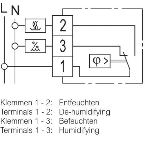 HYG-E 6001 Hygrostat zur Steuerung der Luftfeuchtigkeit 35 bis 100 Prozent